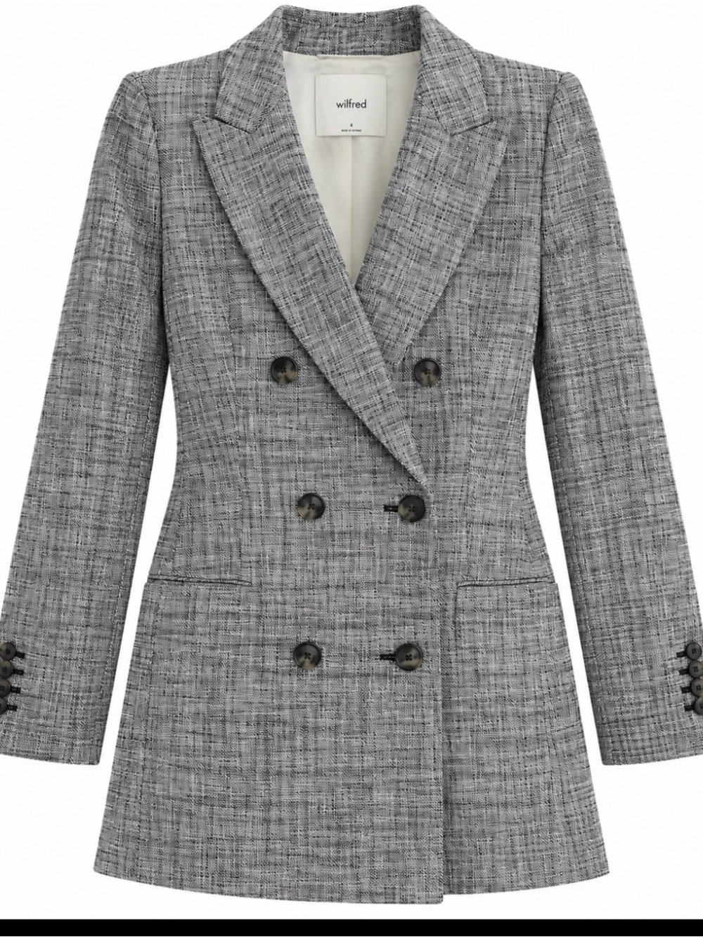 Wilfred Gray Plaid Double-Breasted Blazer